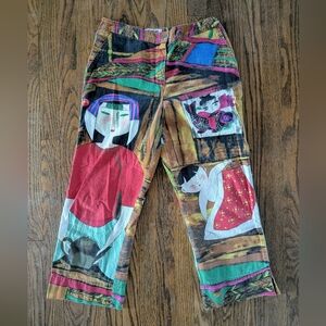 Rare VTG 90s Chico's Asian Print Crop Pants